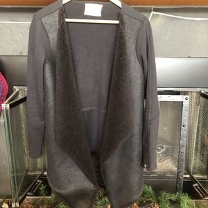 Velvet Faux Shealing and Leather Coat